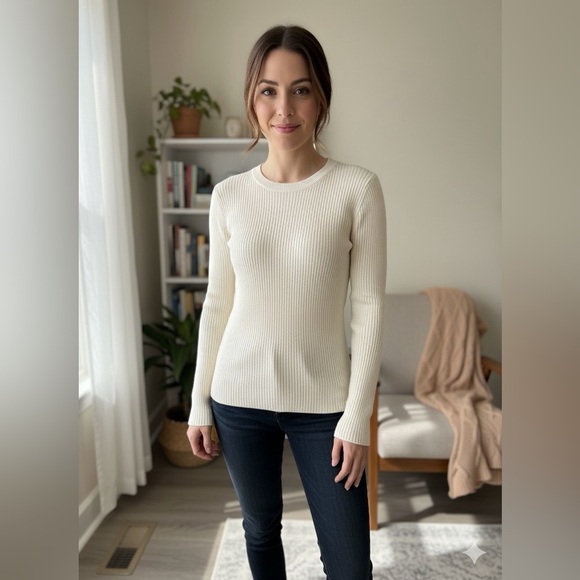 ADDONEE Sweaters - ADDONEE Ribbed Knit Sweater – Size S (Cream)